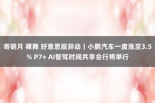 寄明月 裸舞 好意思股异动丨小鹏汽车一度涨至3.5% P7+ AI智驾时间共享会行将举行