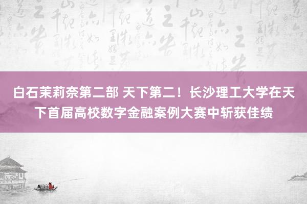 白石茉莉奈第二部 天下第二！长沙理工大学在天下首届高校数字金融案例大赛中斩获佳绩