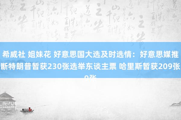 希威社 姐妹花 好意思国大选及时选情：好意思媒推断特朗普暂获230张选举东谈主票 哈里斯暂获209张