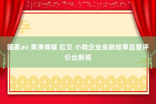 國產av 果凍傳媒 肛交 小微企业金融做事监管评价出新规