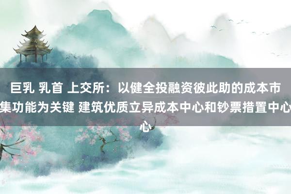 巨乳 乳首 上交所：以健全投融资彼此助的成本市集功能为关键 建筑优质立异成本中心和钞票措置中心
