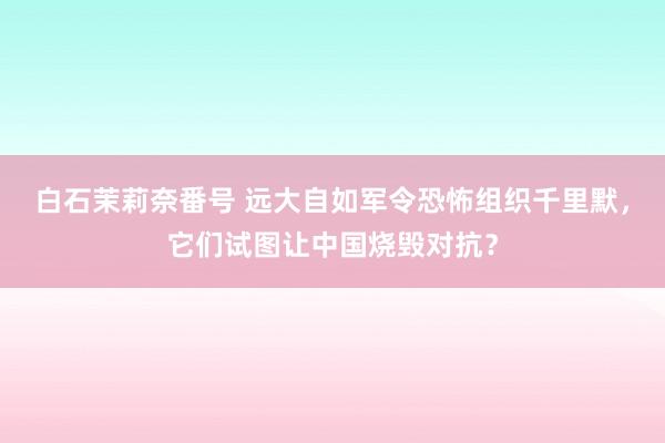 白石茉莉奈番号 远大自如军令恐怖组织千里默，它们试图让中国烧毁对抗？