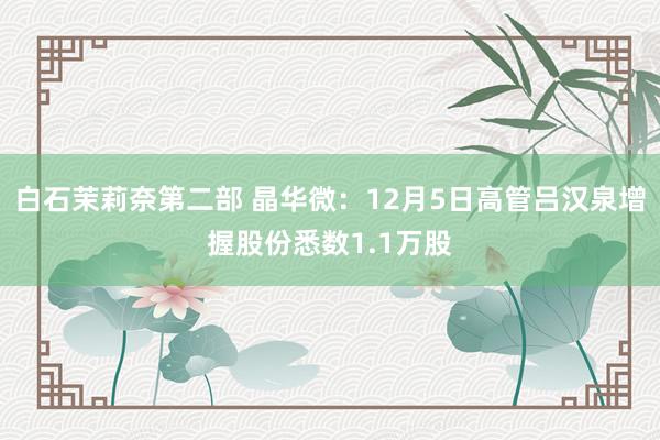 白石茉莉奈第二部 晶华微：12月5日高管吕汉泉增握股份悉数1.1万股
