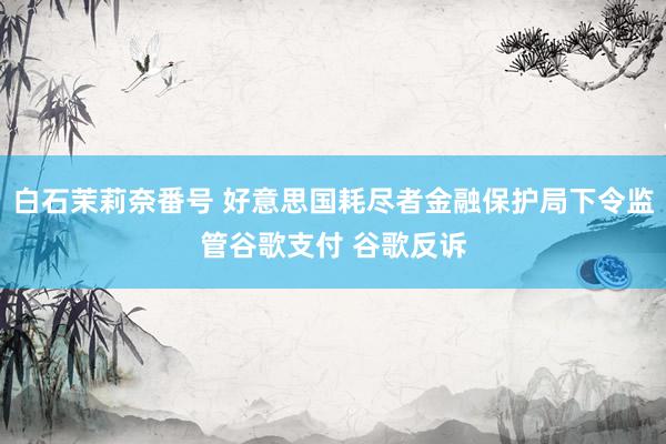 白石茉莉奈番号 好意思国耗尽者金融保护局下令监管谷歌支付 谷歌反诉