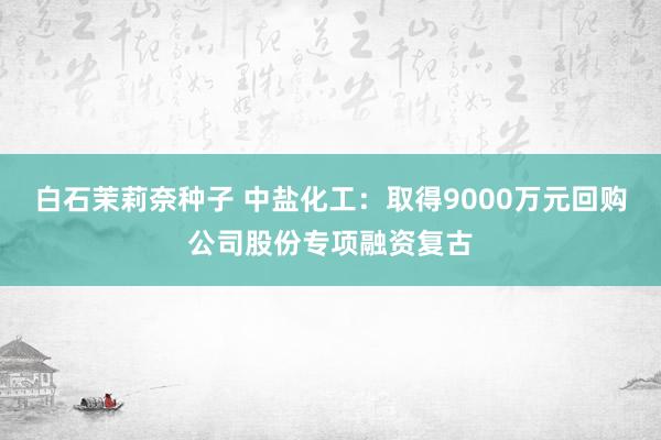白石茉莉奈种子 中盐化工：取得9000万元回购公司股份专项融资复古