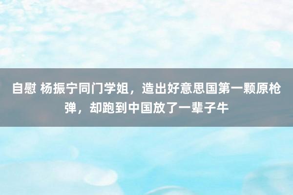 自慰 杨振宁同门学姐，造出好意思国第一颗原枪弹，却跑到中国放了一辈子牛
