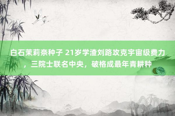 白石茉莉奈种子 21岁学渣刘路攻克宇宙级费力，三院士联名中央，破格成最年青耕种