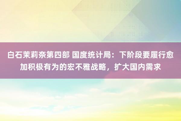 白石茉莉奈第四部 国度统计局：下阶段要履行愈加积极有为的宏不雅战略，扩大国内需求