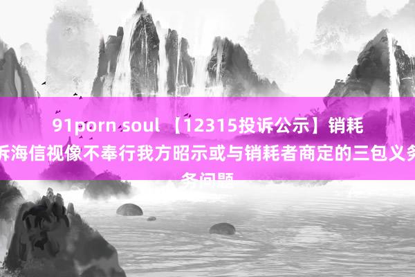 91porn soul 【12315投诉公示】销耗者投诉海信视像不奉行我方昭示或与销耗者商定的三包义务问题