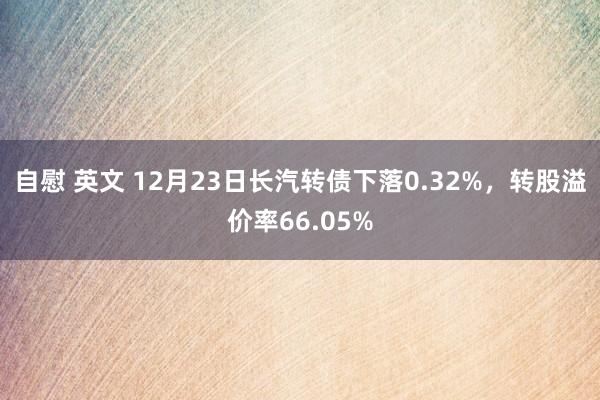自慰 英文 12月23日长汽转债下落0.32%，转股溢价率66.05%