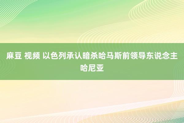 麻豆 视频 以色列承认暗杀哈马斯前领导东说念主哈尼亚