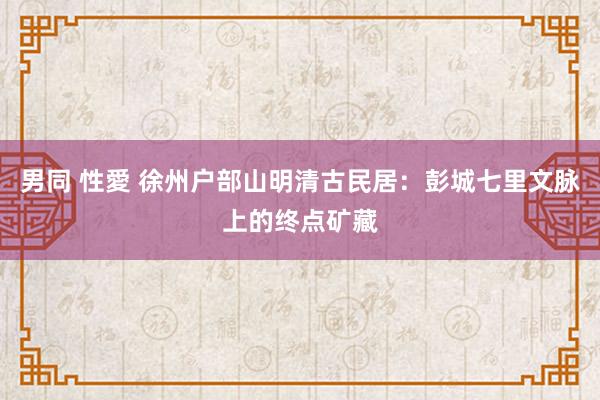 男同 性愛 徐州户部山明清古民居：彭城七里文脉上的终点矿藏