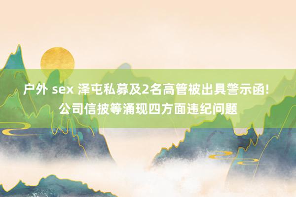 户外 sex 泽屯私募及2名高管被出具警示函! 公司信披等涌现四方面违纪问题