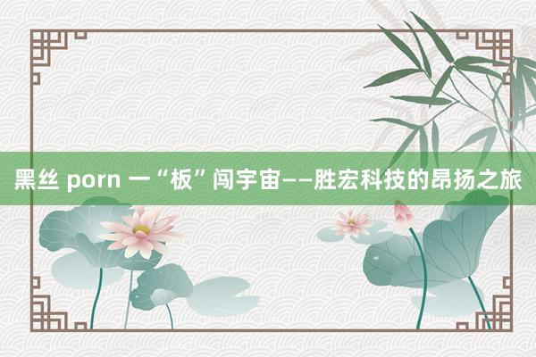 黑丝 porn 一“板”闯宇宙——胜宏科技的昂扬之旅