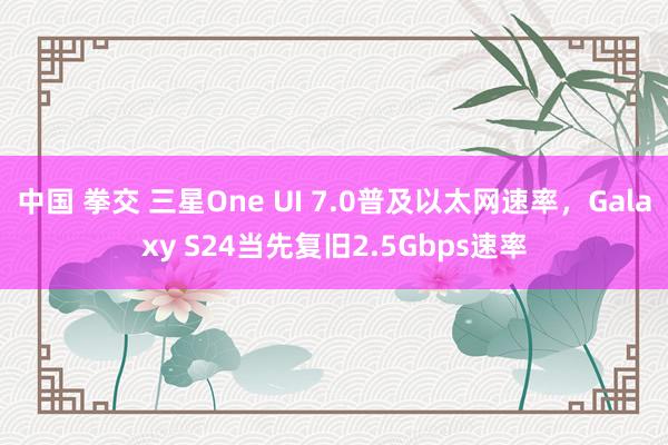 中国 拳交 三星One UI 7.0普及以太网速率，Galaxy S24当先复旧2.5Gbps速率
