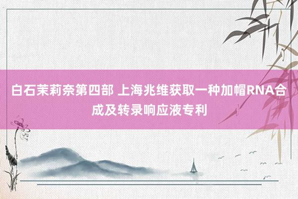 白石茉莉奈第四部 上海兆维获取一种加帽RNA合成及转录响应液专利