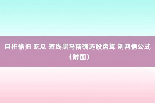 自拍偷拍 吃瓜 短线黑马精确选股盘算 剖判信公式（附图）