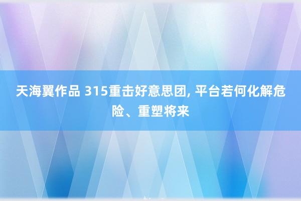 天海翼作品 315重击好意思团, 平台若何化解危险、重塑将来