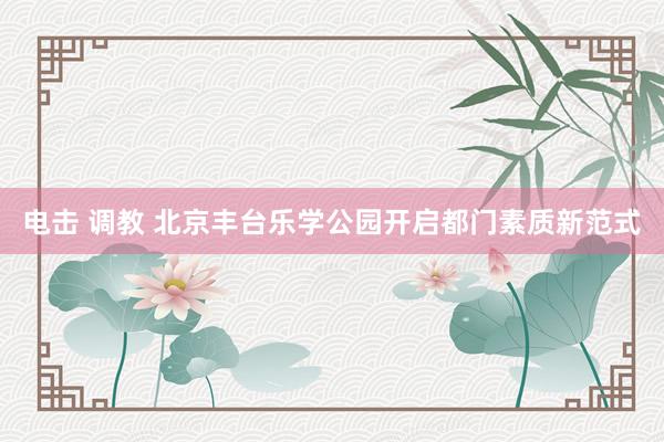 电击 调教 北京丰台乐学公园开启都门素质新范式
