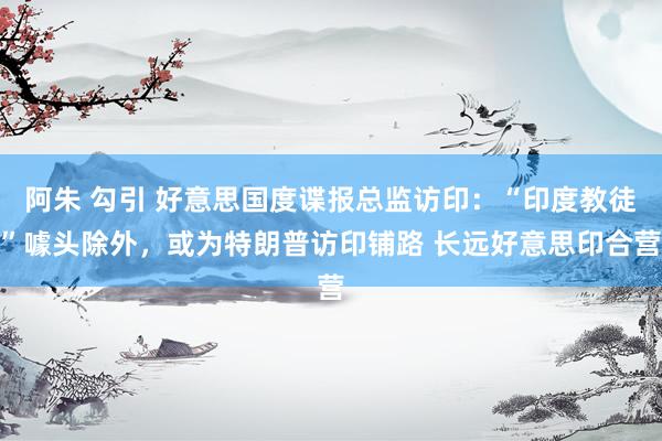 阿朱 勾引 好意思国度谍报总监访印：“印度教徒”噱头除外，或为特朗普访印铺路 长远好意思印合营