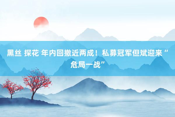 黑丝 探花 年内回撤近两成！私募冠军但斌迎来“危局一战”