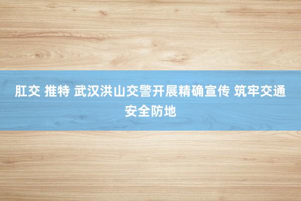 肛交 推特 武汉洪山交警开展精确宣传 筑牢交通安全防地