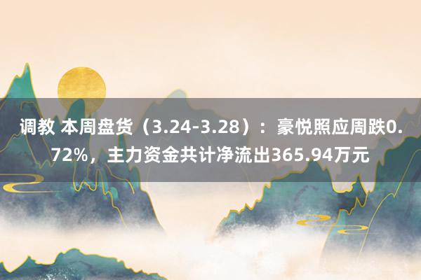 调教 本周盘货（3.24-3.28）：豪悦照应周跌0.72%，主力资金共计净流出365.94万元