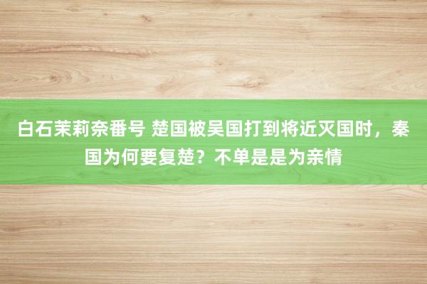 白石茉莉奈番号 楚国被吴国打到将近灭国时，秦国为何要复楚？不单是是为亲情