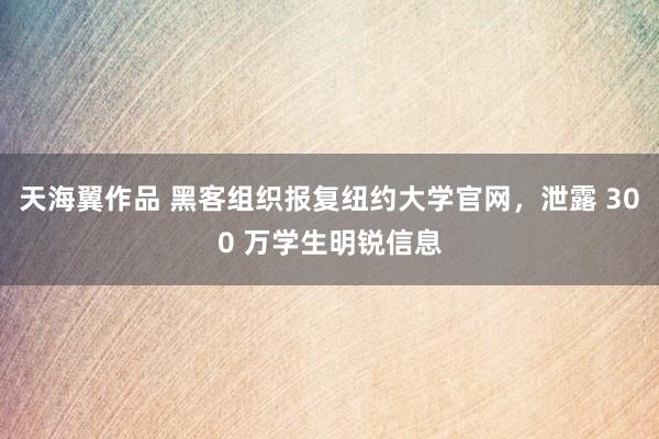 天海翼作品 黑客组织报复纽约大学官网，泄露 300 万学生明锐信息