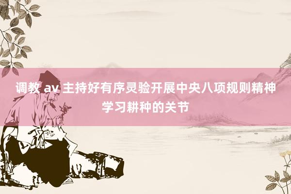 调教 av 主持好有序灵验开展中央八项规则精神学习耕种的关节