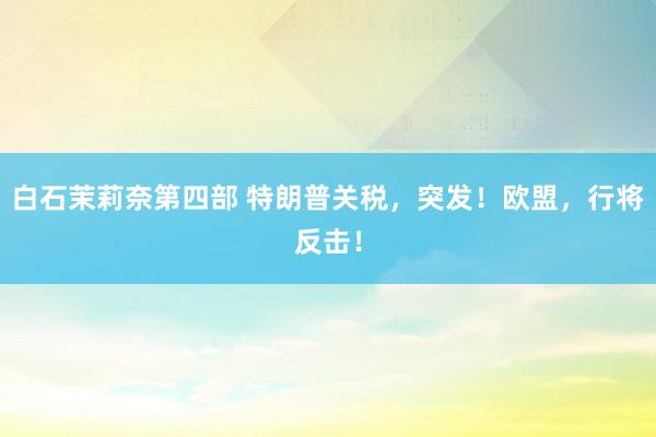 白石茉莉奈第四部 特朗普关税，突发！欧盟，行将反击！
