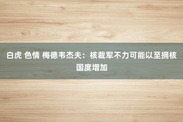 白虎 色情 梅德韦杰夫：核裁军不力可能以至拥核国度增加
