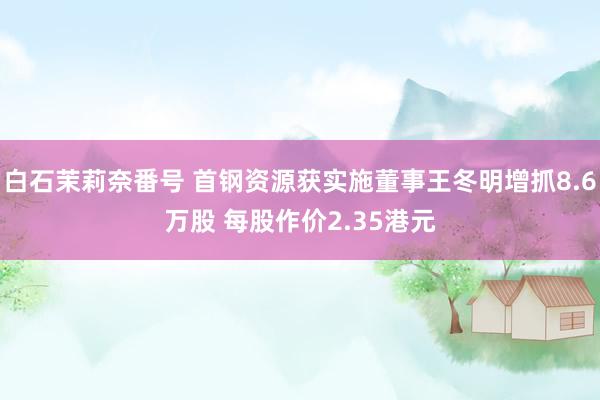 白石茉莉奈番号 首钢资源获实施董事王冬明增抓8.6万股 每股作价2.35港元