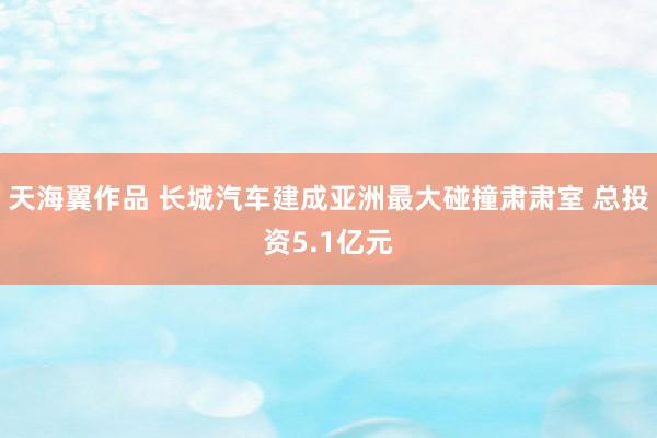 天海翼作品 长城汽车建成亚洲最大碰撞肃肃室 总投资5.1亿元