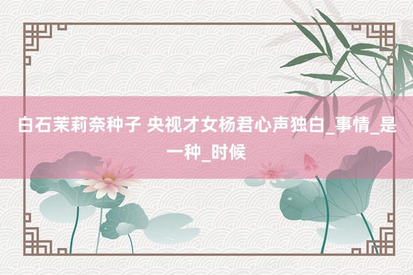 白石茉莉奈种子 央视才女杨君心声独白_事情_是一种_时候