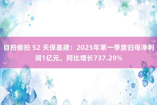 自拍偷拍 52 天保基建：2025年第一季度归母净利润1亿元，同比增长737.29%